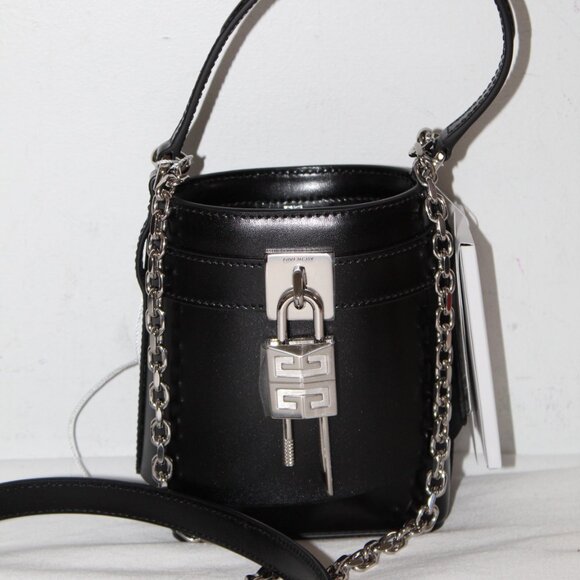 NWT Givenchy Micro Shark Lock Bucket Bag Black Leather - Picture 5 of 12